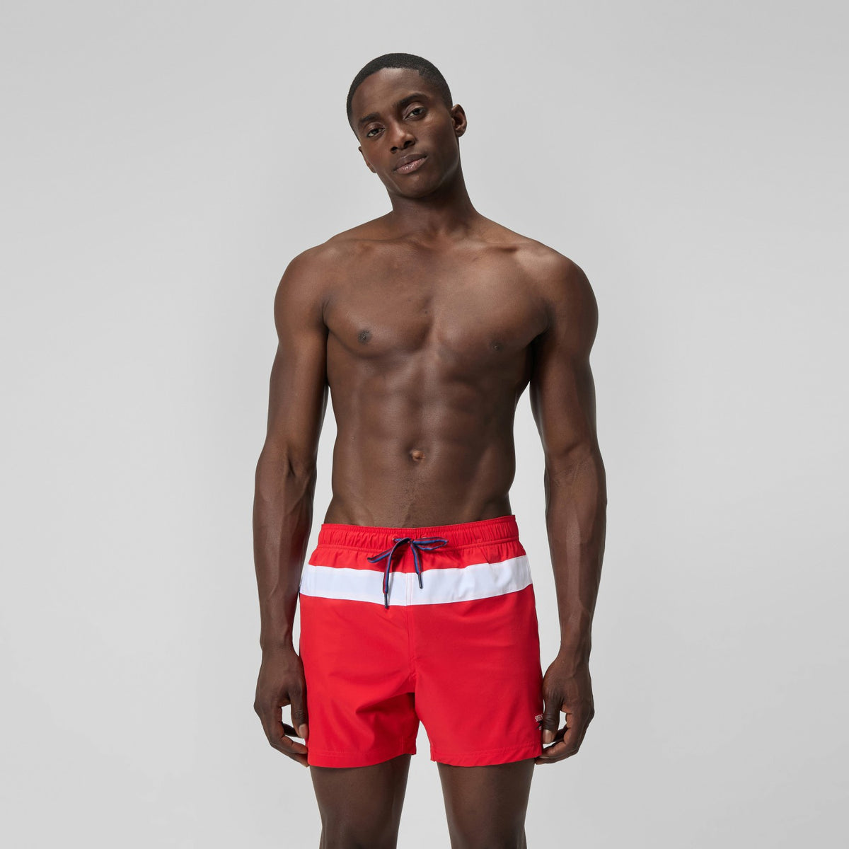Speedo Jetstream Striped Colourblock Swim Shorts Red/White