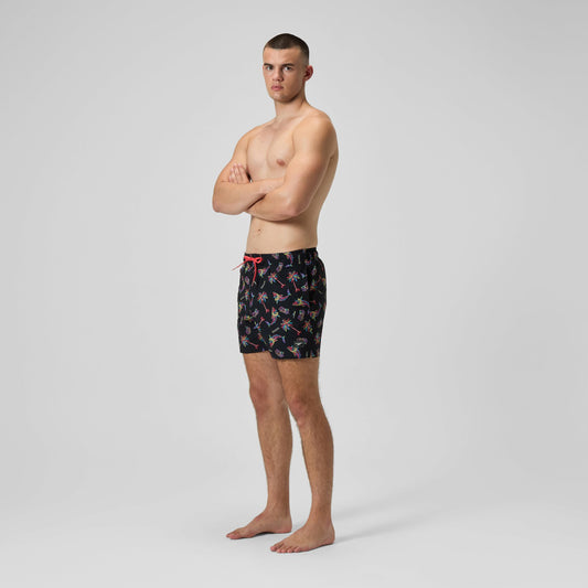 Speedo Printed Redondo Edge Swim Shorts Black/Orange