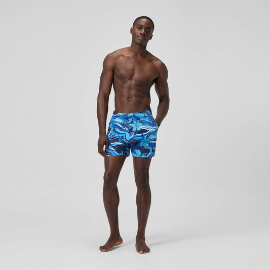 Speedo Print Rondo Edge Volley Swim Shorts Navy