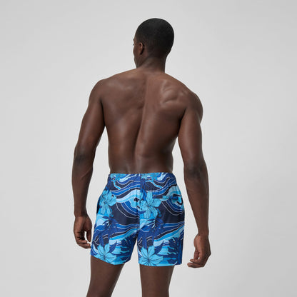 Speedo Print Rondo Edge Volley Swim Shorts Navy