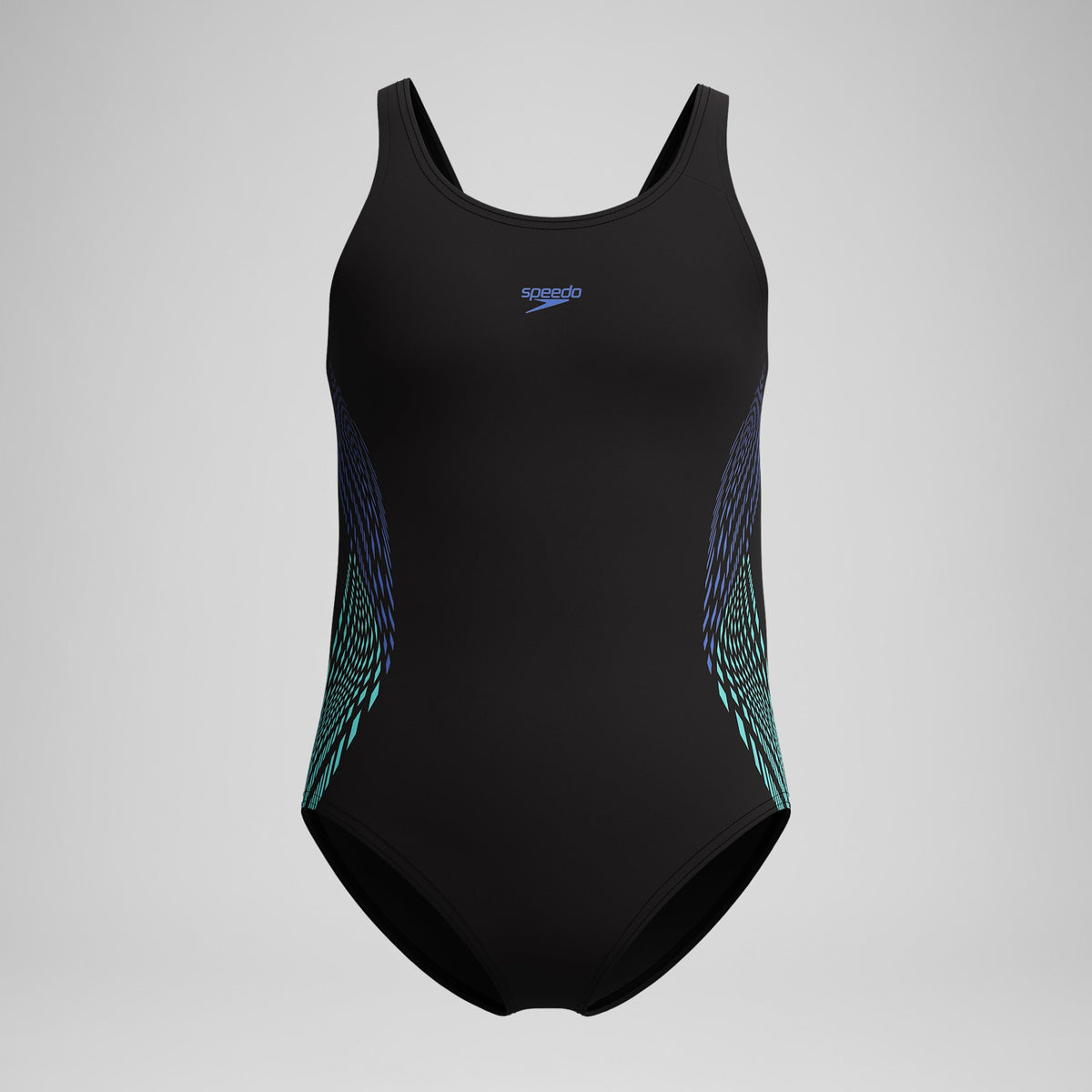 Speedo Girls' Placement Muscleback Swimsuit Black/Blue
