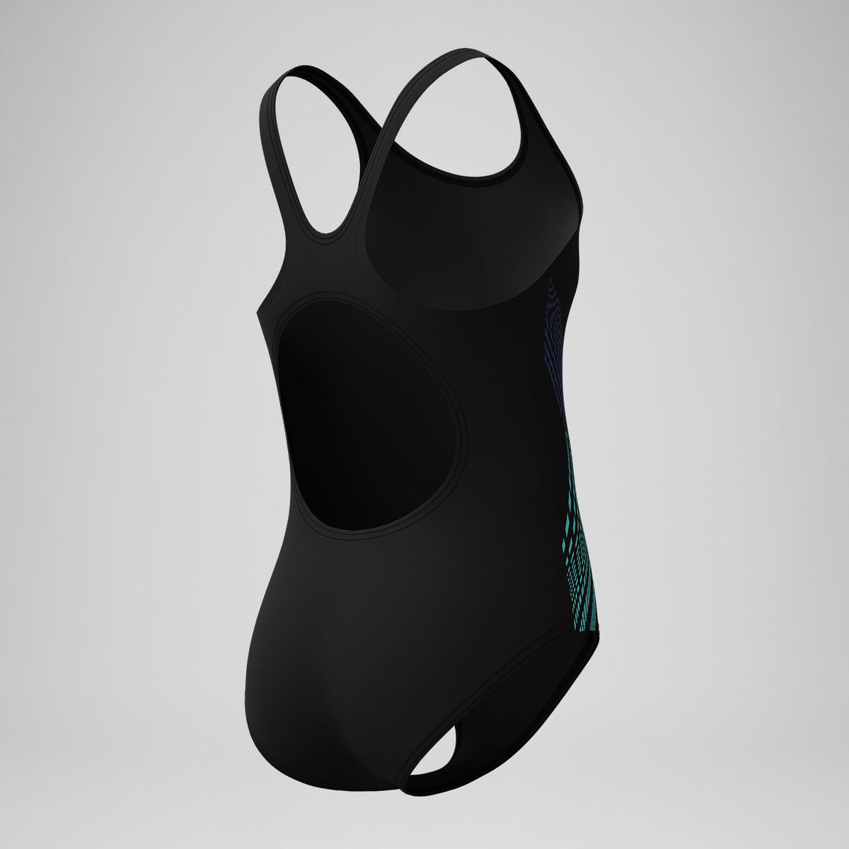 Speedo Girls' Placement Muscleback Swimsuit Black/Blue