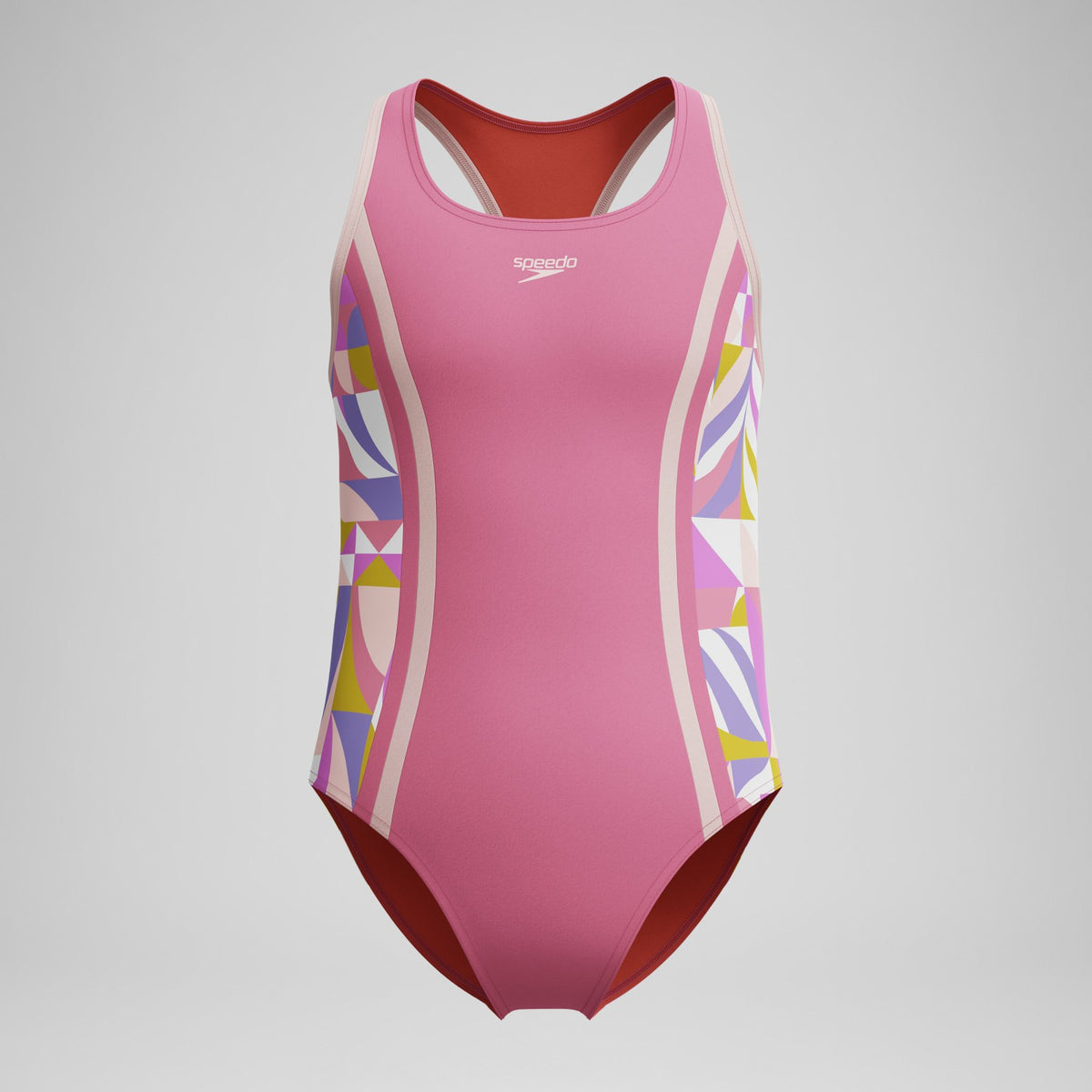 Speedo Girls Printed Spliced Racerback Swimsuit Pink