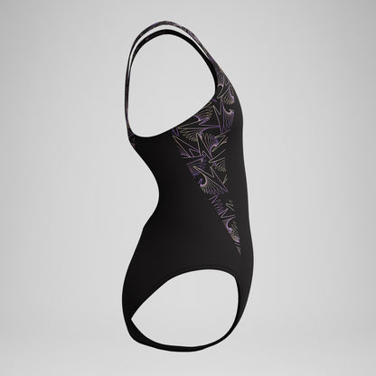 Speedo Girls Hyperboom Splice Muscleback Swimsuit Black/Peach