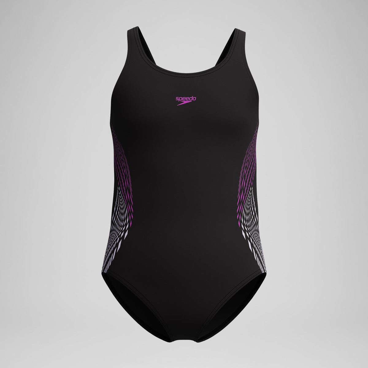 Speedo Girls' Placement Muscleback Swimsuit Black/Pink