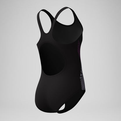 Speedo Girls' Placement Muscleback Swimsuit Black/Pink