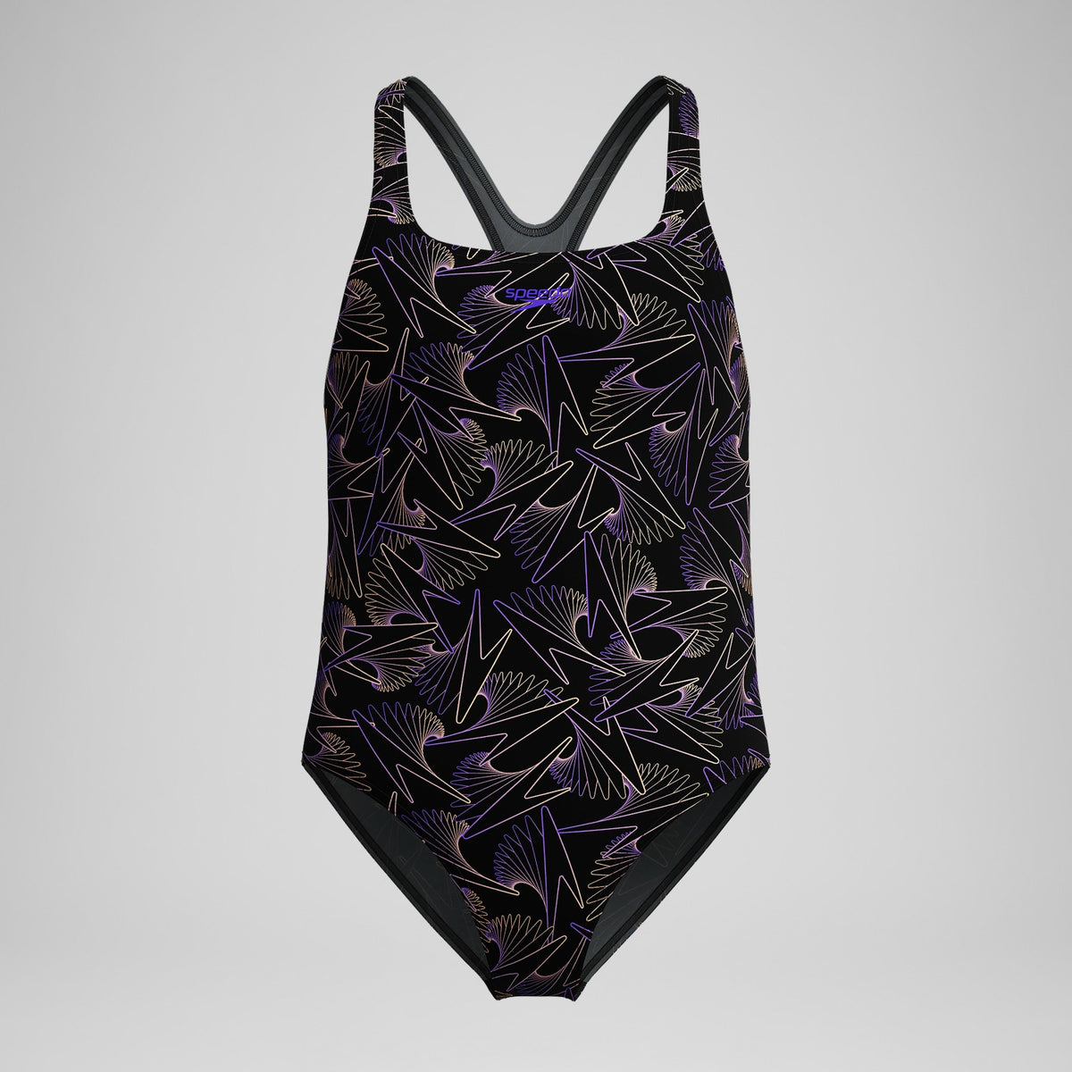 Speedo Girls Hyperboom Medalist Allover Print Swimsuit Black/Peach