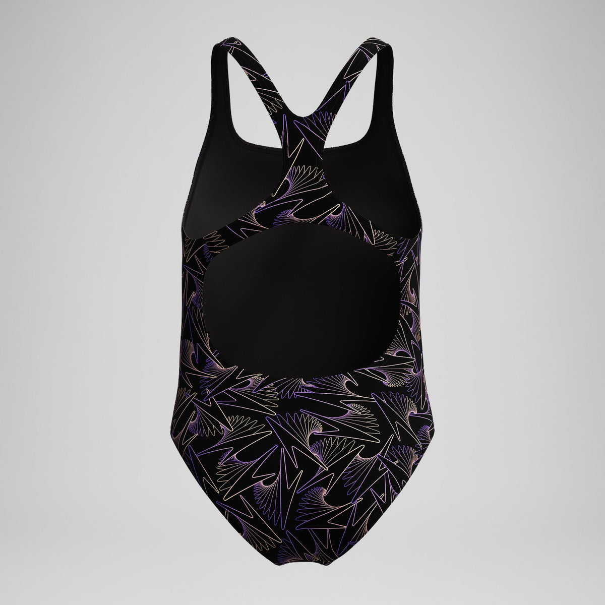 Speedo Girls Hyperboom Medalist Allover Print Swimsuit Black/Peach