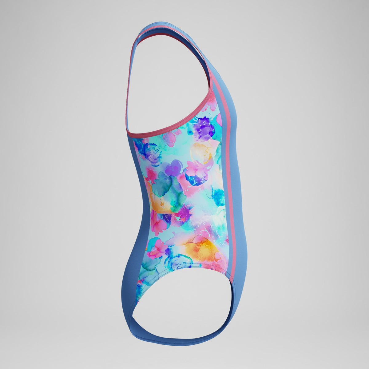 Speedo Girls Printed Spliced Racerback Swimsuit Blue