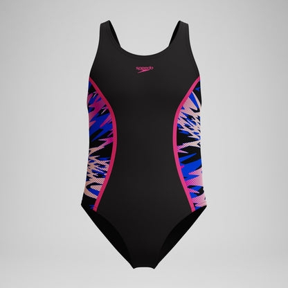 Speedo Girls Hyperboom Splice Muscleback Swimsuit Black/Pink