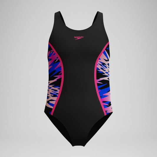 Speedo Girls Hyperboom Splice Muscleback Swimsuit Black/Pink