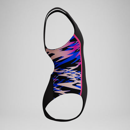 Speedo Girls Hyperboom Splice Muscleback Swimsuit Black/Pink