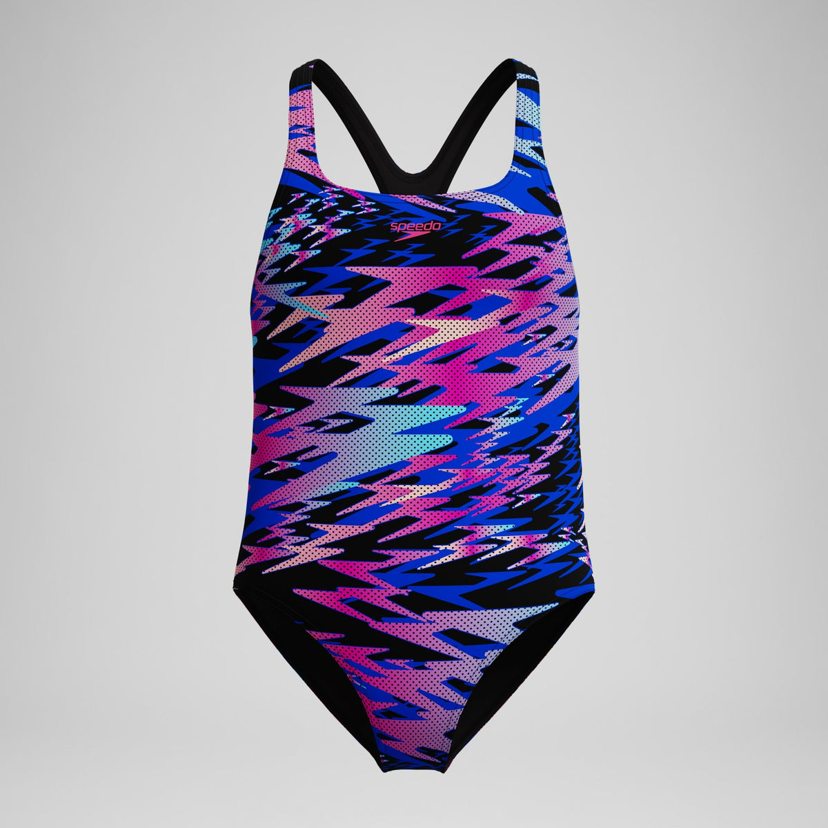 Speedo Girls Hyperboom Printed Medalist Swimsuit Black