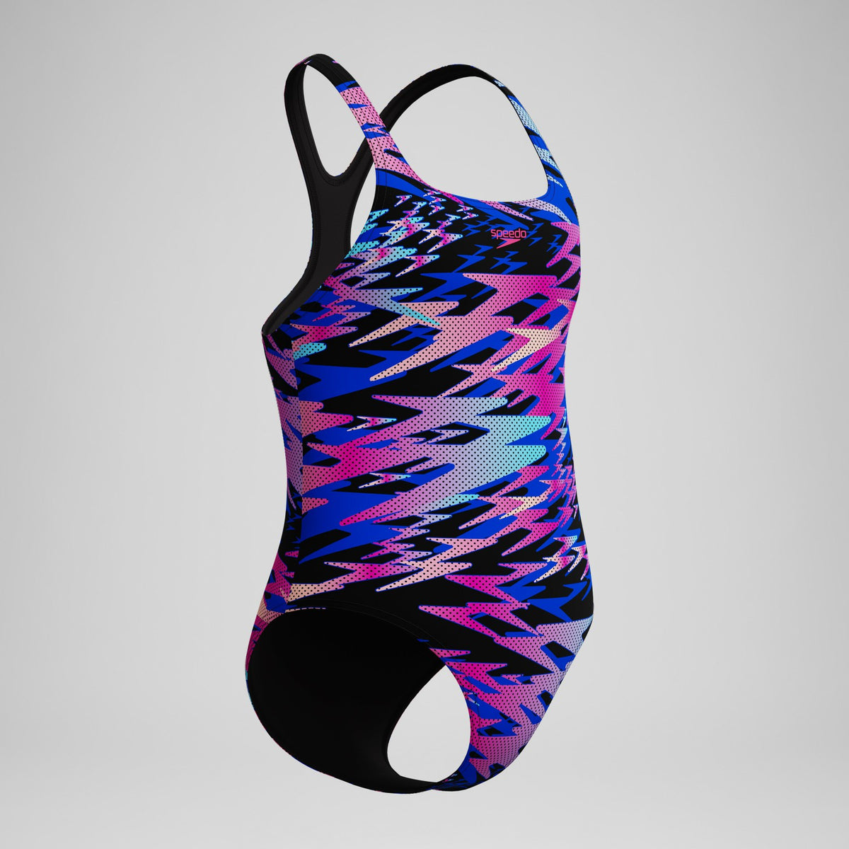 Speedo Girls Hyperboom Printed Medalist Swimsuit Black