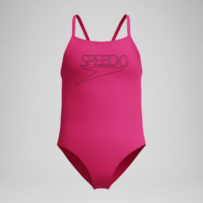 Speedo Girls Endurance+ Logo Thinstrap Swimsuit Pink