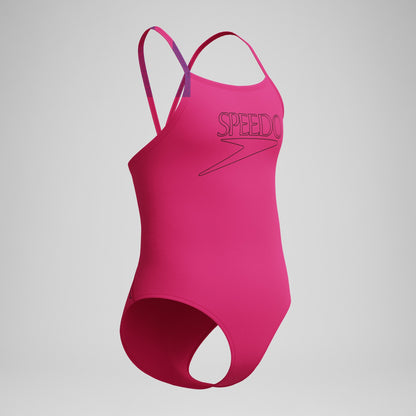 Speedo Girls Endurance+ Logo Thinstrap Swimsuit Pink