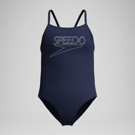 Speedo Girls Endurance+ Logo Thinstrap Swimsuit Navy