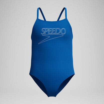 Speedo Girls Endurance+ Logo Thinstrap Swimsuit Blue