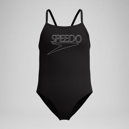 Speedo Girls Endurance+ Logo Thinstrap Swimsuit Black