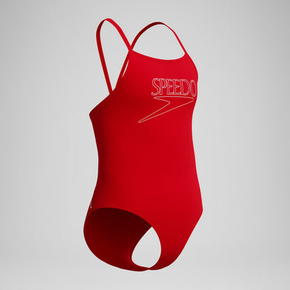 Speedo Girls Endurance+ Logo Thinstrap Swimsuit Red