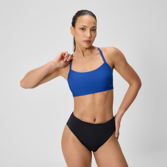 Speedo Solid Racerback Bikini Top Blue