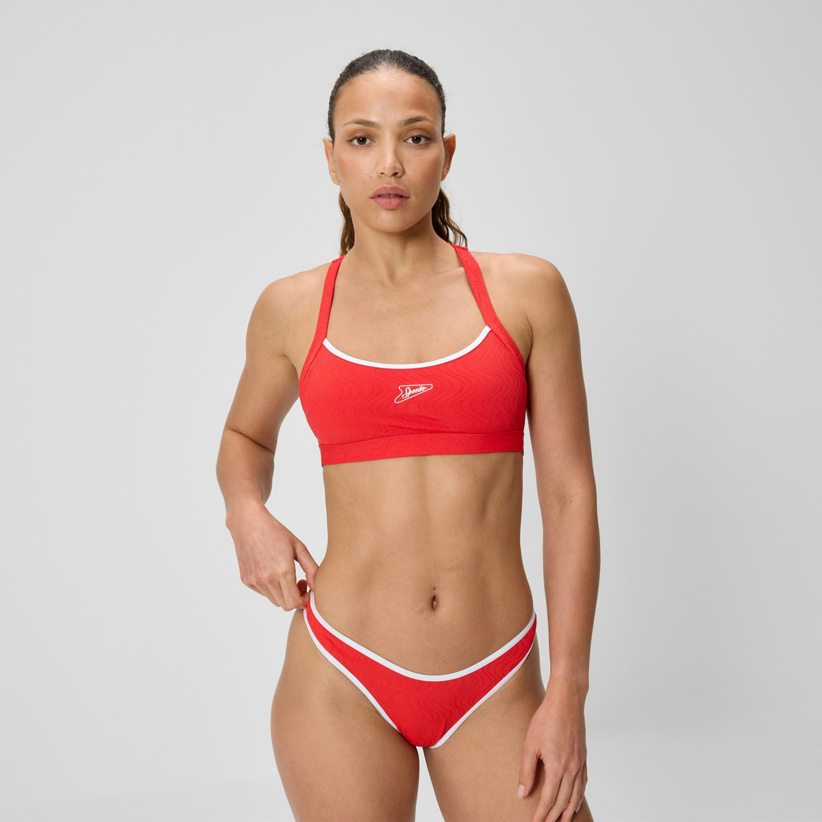 Speedo Jetstream Textured Crossback Bikini Top Red/White