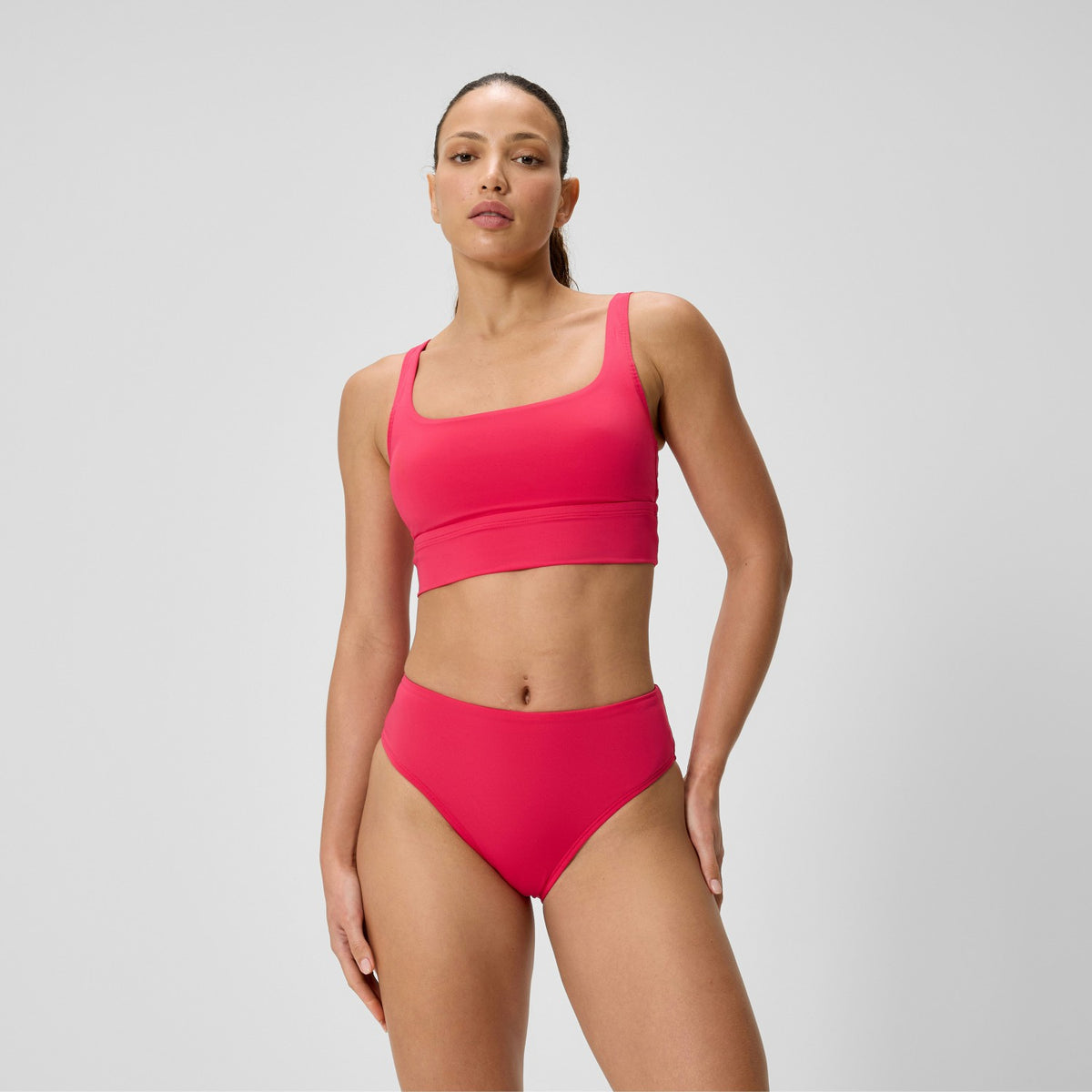 Speedo Cheeky High Waist Bikini Bottom Ruby