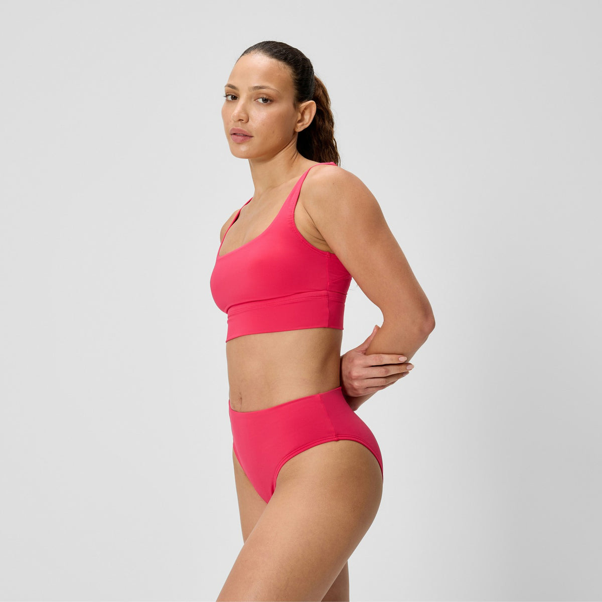 Speedo Cheeky High Waist Bikini Bottom Ruby
