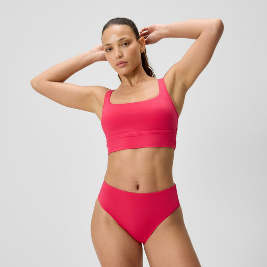 Speedo Solid Square Neck Bikini Top Ruby