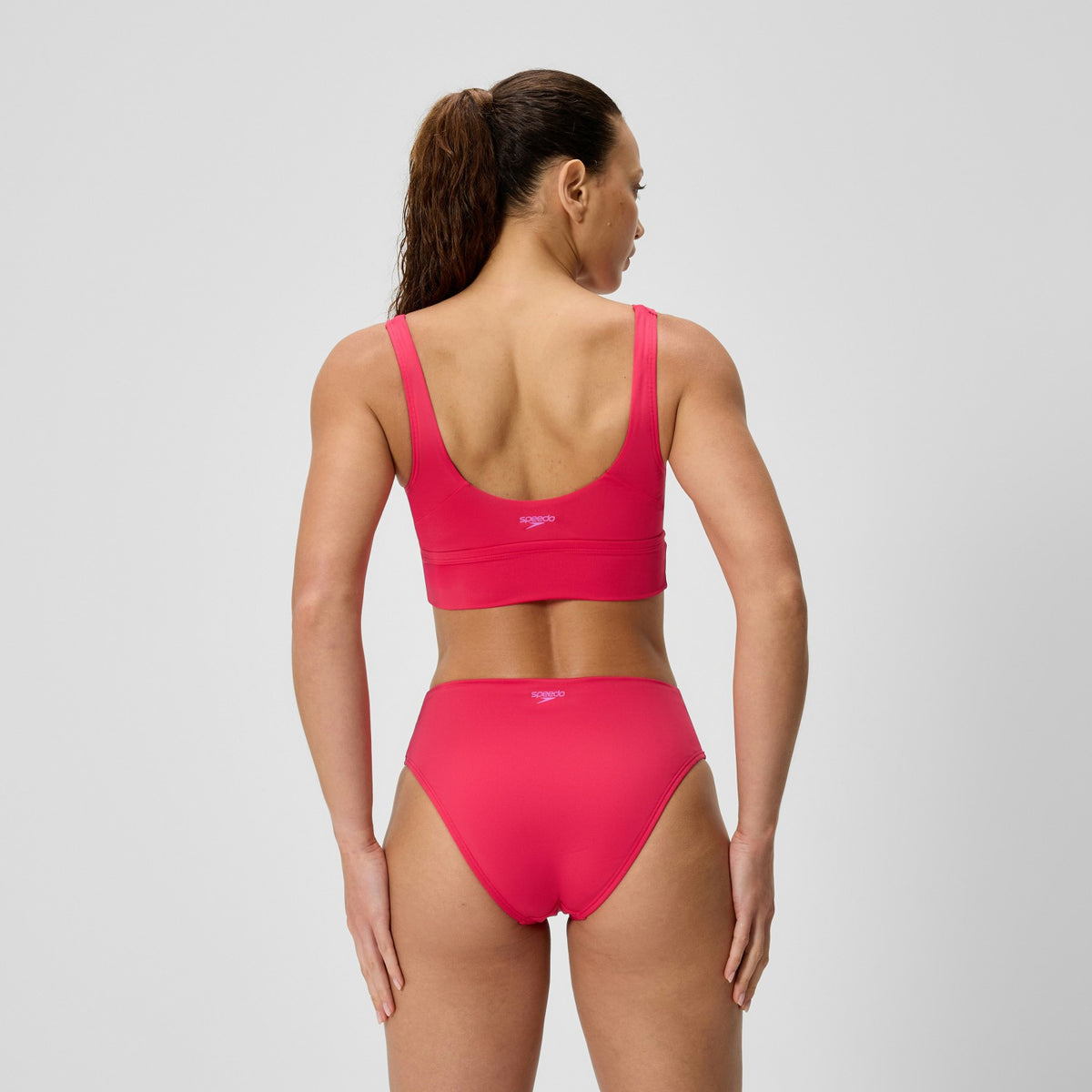Speedo Solid Square Neck Bikini Top Ruby