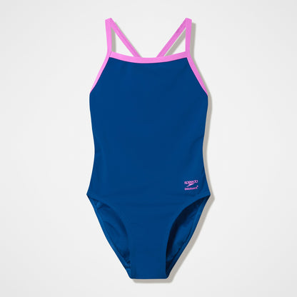 Speedo Club Training Turnback Swimsuit Blue/Pink