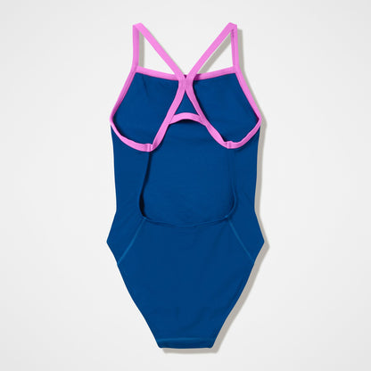 Speedo Club Training Turnback Swimsuit Blue/Pink
