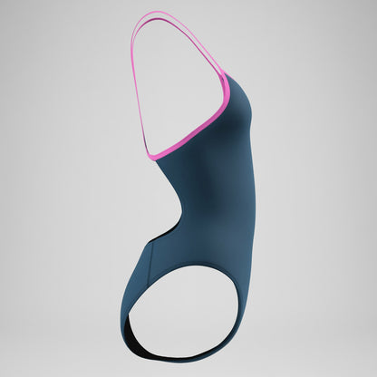 Speedo Club Training Turnback Swimsuit Blue/Pink