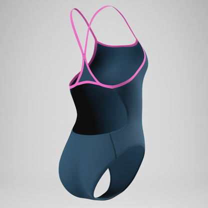 Speedo Club Training Turnback Swimsuit Blue/Pink