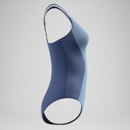 Speedo Sculpture High Neck Contour Swimsuit Blue