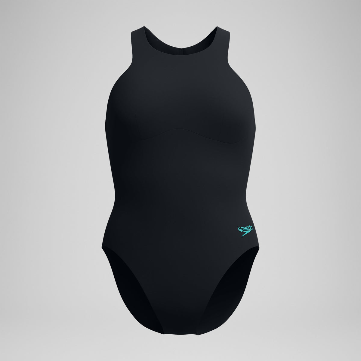 Speedo Racer Zip Swimsuit with Swim Bra Black