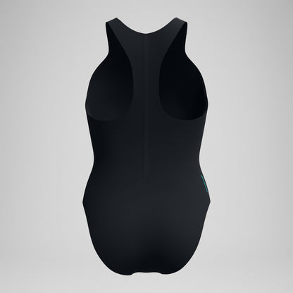 Speedo Racer Zip Swimsuit with Swim Bra Black