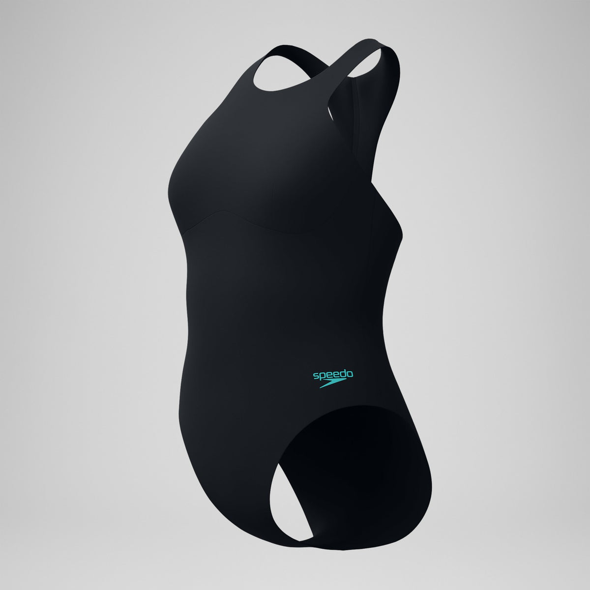Speedo Racer Zip Swimsuit with Swim Bra Black
