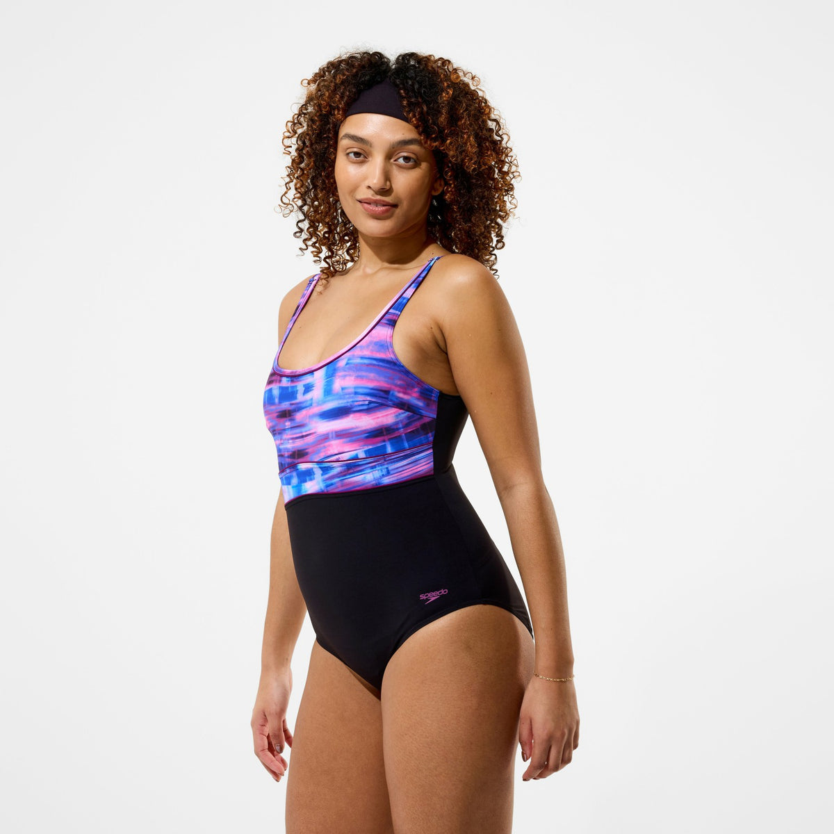 Speedo Contour Eclipse Printed Swimsuit Black/Pink