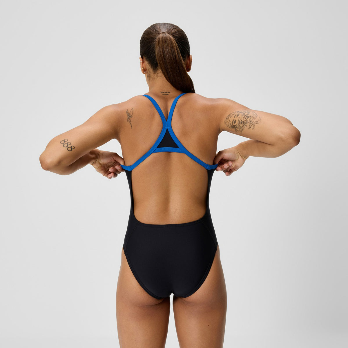 Speedo Club Training Turnback Swimsuit Black/Blue