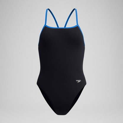Speedo Club Training Turnback Swimsuit Black/Blue