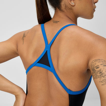 Speedo Club Training Turnback Swimsuit Black/Blue