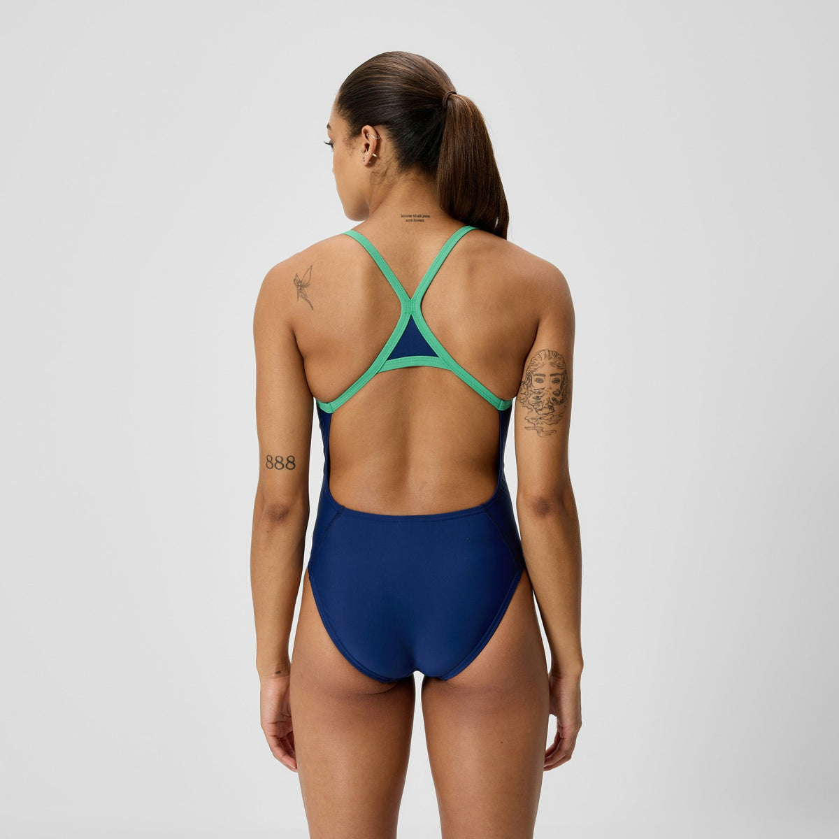 Speedo Club Training Turnback Swimsuit Navy/Green