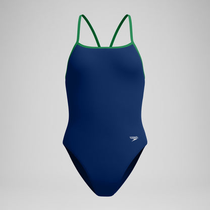 Speedo Club Training Turnback Swimsuit Navy/Green