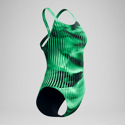 Speedo Club Training Printed Leaderback Swimsuit Green