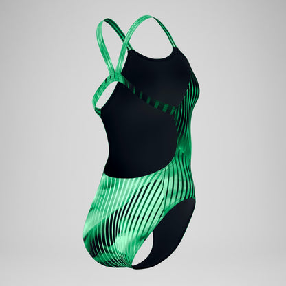 Speedo Club Training Printed Leaderback Swimsuit Green