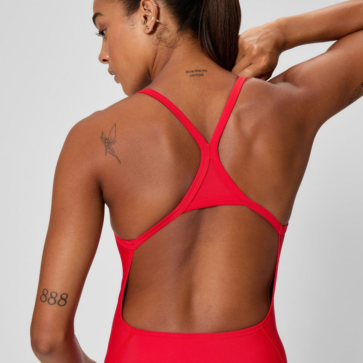 Speedo Club Training Turnback Swimsuit Red