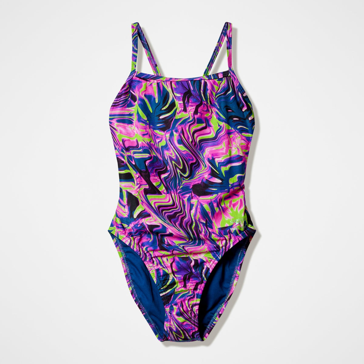 Speedo Club Training Printed Web Back Swimsuit Pink/Navy