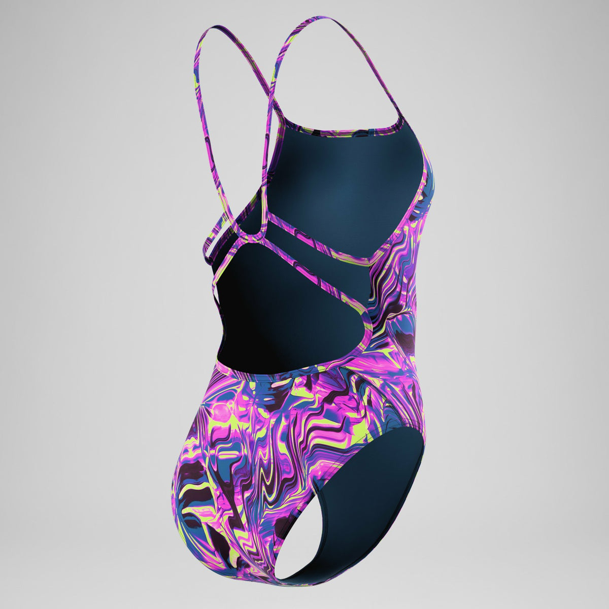 Speedo Club Training Printed Web Back Swimsuit Pink/Navy