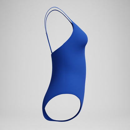 Speedo Solid V-Neck Swimsuit Blue